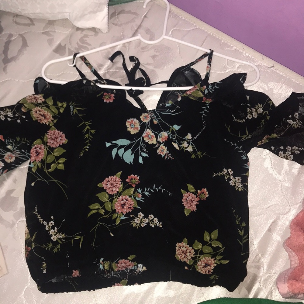 Black flowered shirt